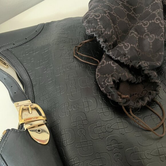 GUCCI - VINTAGE CRESCENT SHOULDER BAG - HOBO HORSBIT - EMBOSSED LEATHER - Picture 6 of 7